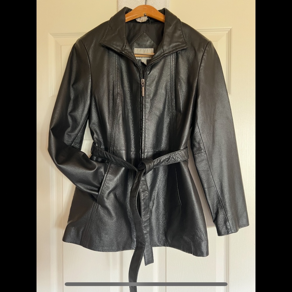 Black Leather Worthington Coat